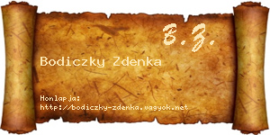 Bodiczky Zdenka névjegykártya